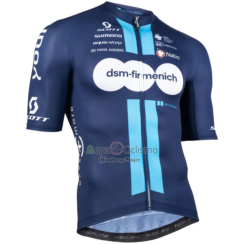 Team DSM Firmenich Ropa Ciclismo Culotte Corto 2023 Mangas Cortas Verde Azul